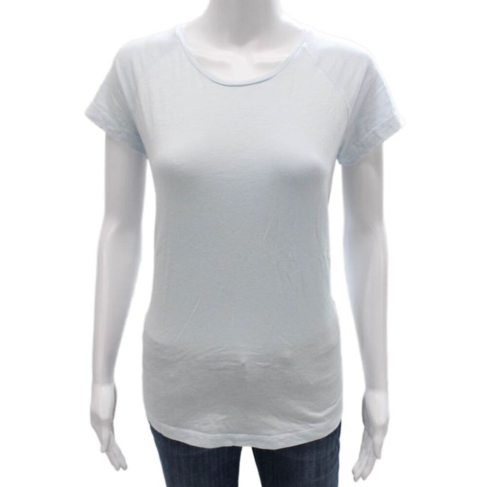 Closed Womens Basic Cotton Blue Round Neck Short Sleeve T-Shirt Size S
